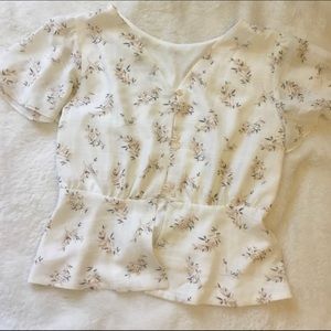 White floral chiffon top